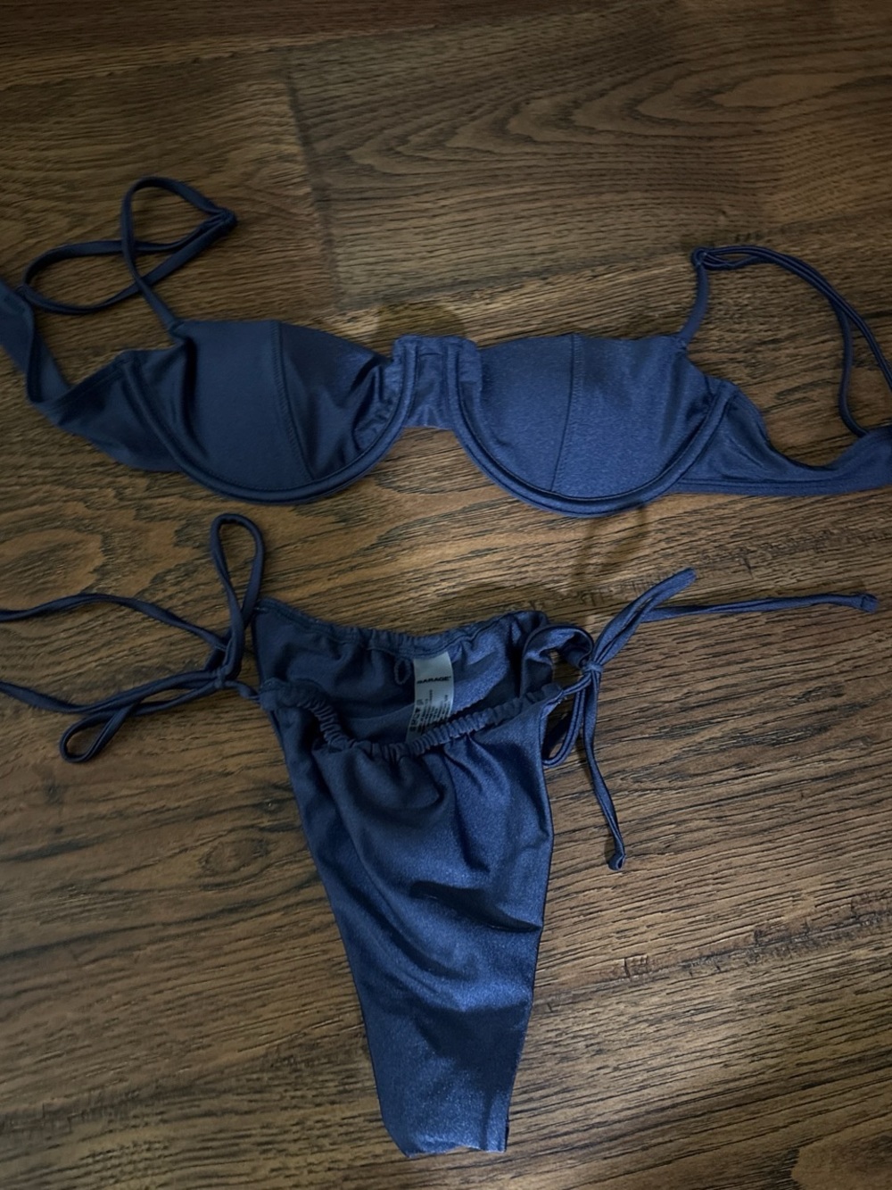 Garage Navy Blue Tie-Side Bikini Set